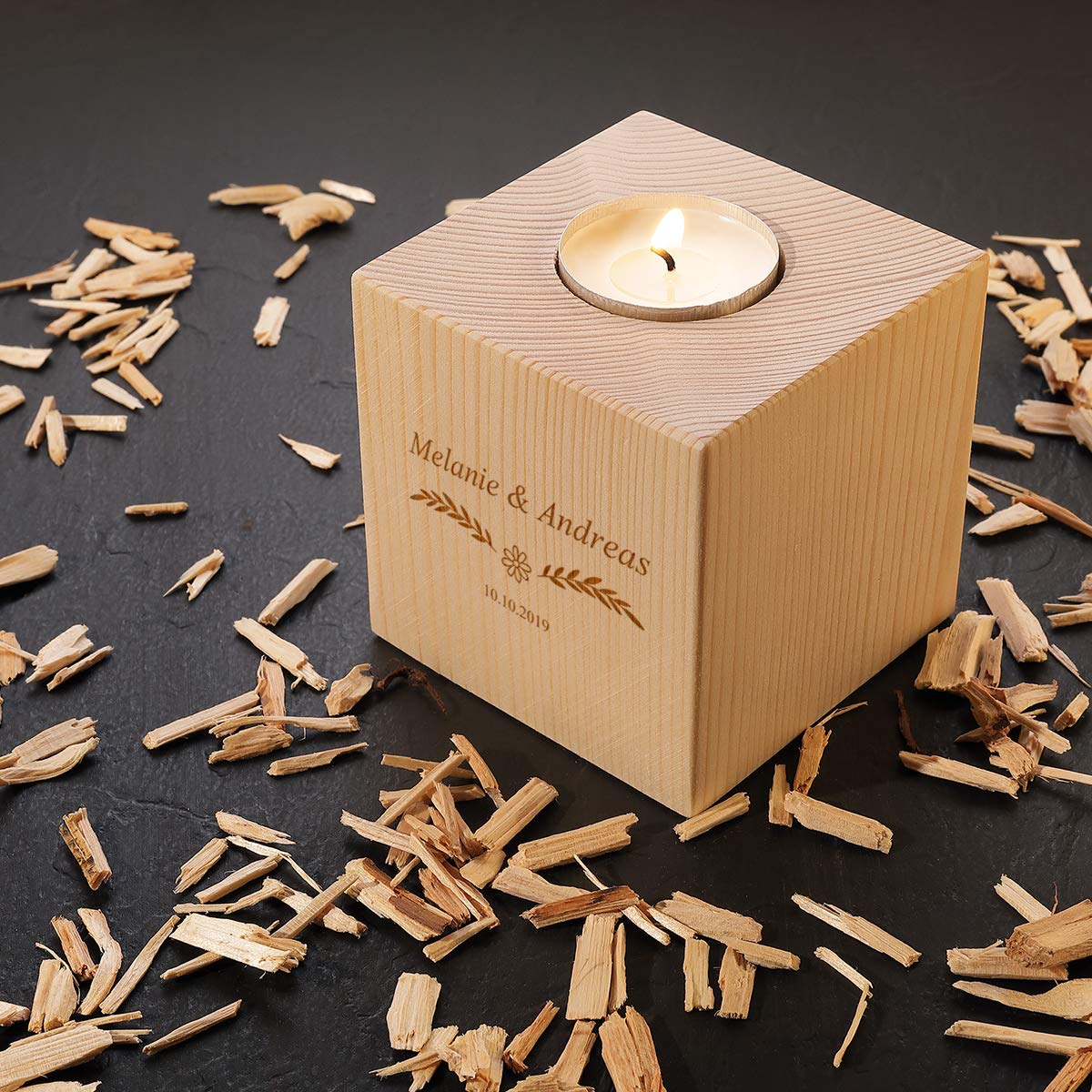 Portacandele A Forma Di Cuore In Legno - Regalo Perfetto Per La Tua Fidanzata O Moglie, Idea Regalo Personalizzata Per Anniversario, San Valentino O Compleanno