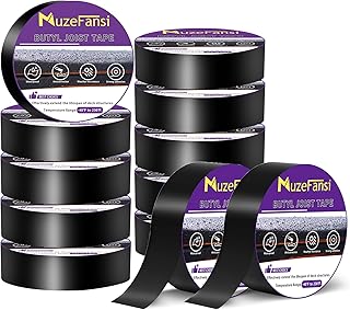 Joist Tape for Decking 12 Pack, 1 5/8" x 50' Waterproof Butyl Flashing Tape Deck Joist Tape – Self-Adhesive, Weatherproof Deck Tape for Wood Joists, Beams, Roof & RV Repairs