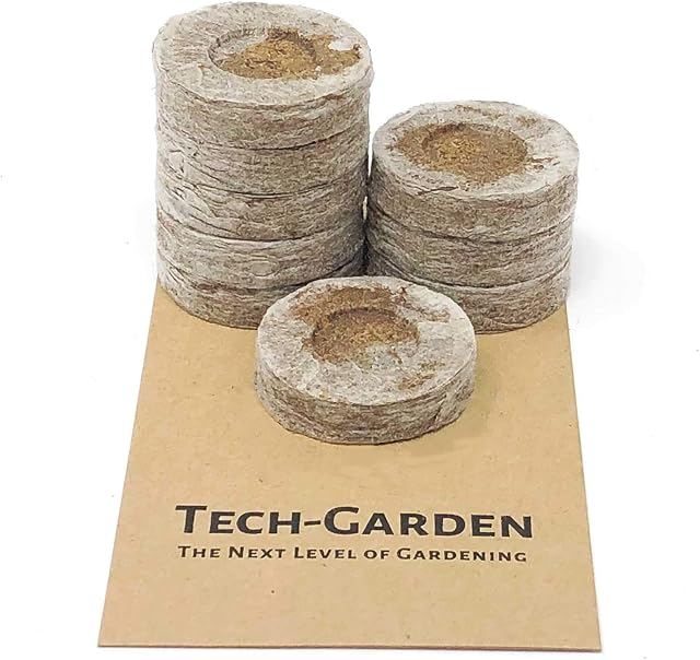 Tech-Garden 100 - Original 33 mm Jiffy Compost Coir Plug Pellets Seed Starting Propagation & Germination Plant & Vegetable Cuttings & Clones