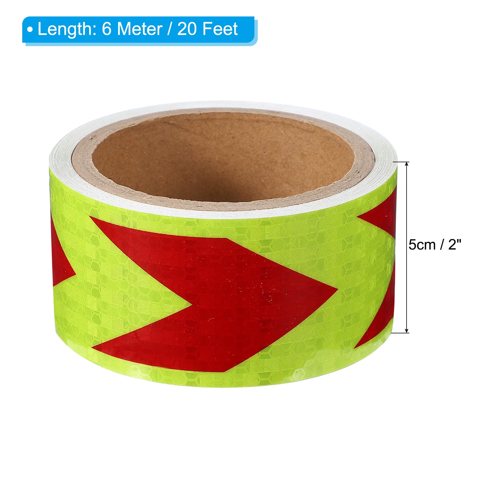 Reflektierendes Klebeband mit hoher Sichtbarkeit, 5,1 cm x 6,1 m, wasserdichter Sicherheitspfeil, leuchtend gelbe Reflektoren für den Außenbereich, verbesserte Sicherheit und Sichtbarkeit für