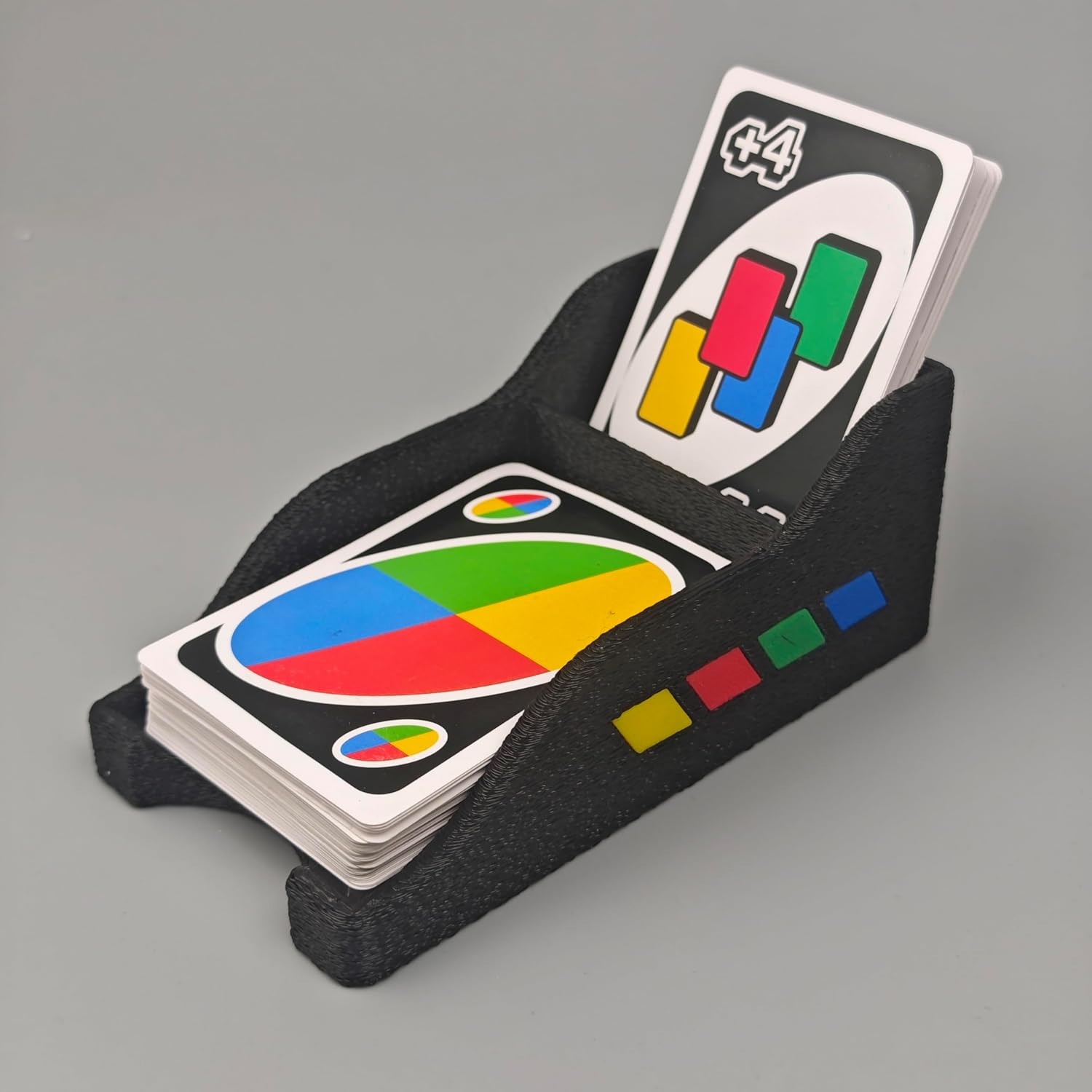Card Holders for Draw and Discard Dual-Zone Game Organizer Compatible with UNO Cards | Horizontal Vertical Trays for Quick Play Matte Black Tabletop Deck Storage for Family Game Night