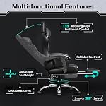 Yaheetech Chaise de jeu, chaise de jeu vidéo avec support Lombaire Massage et repose-pieds Chaise ergonomique ergonomique réglable avec siège pivotant et appuie-tête, plein noir