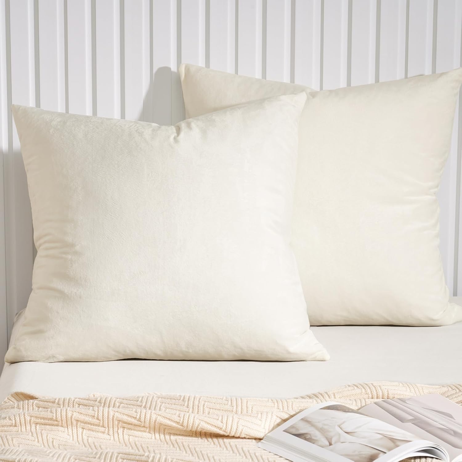 Amazon.com: PHF Super Soft Velvet Euro Sham, 26"x 26",No Insert, 2 Pack ...