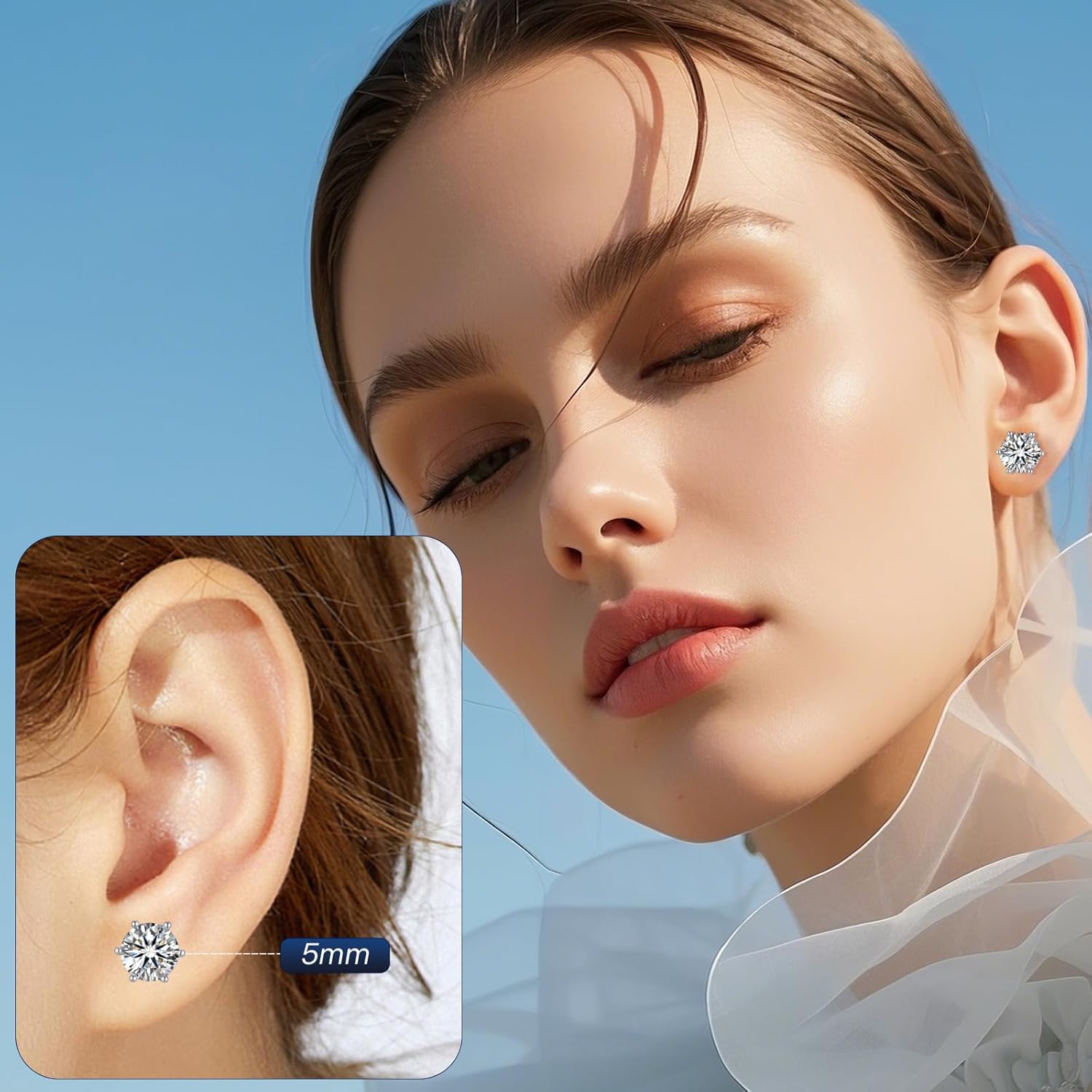 18K Moissanite Stud Earrings for Women/Men, 925 Silver Hypoallergenic 1 ct D/VVS1 Jewelry, Everyday & Sleep Earrings Gift Set