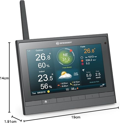 Centrale météo BRESSER MeteoChamp HD LED WiFi 7-en-1, gris - 9