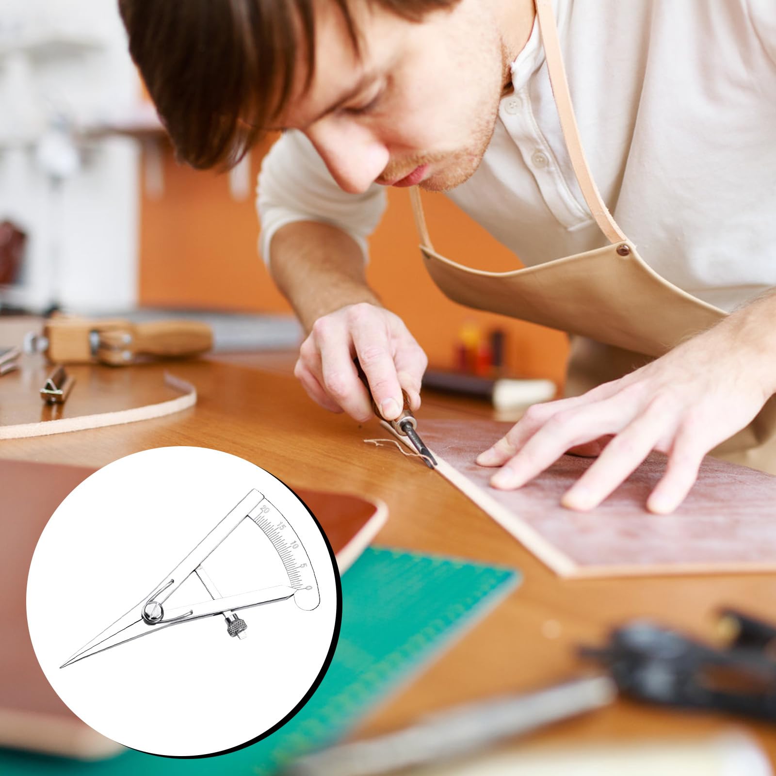 Mini Edge Press, Precision Spring Wing Divider Spacing Compass, Stainless Steel Leather Craft Tool, Marking Gauge Adjustable High Polished Edge Creaser for Metalworking Geometry, 3.35 Inhes