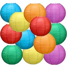 Retisee 12 Pcs 10 Inch Hanging Paper Lanterns Party Decorations Colorful Rainbow Classroom Decor for Birthday Back to School Party Decoration for Classrooms Wedding Birthday Ceilings