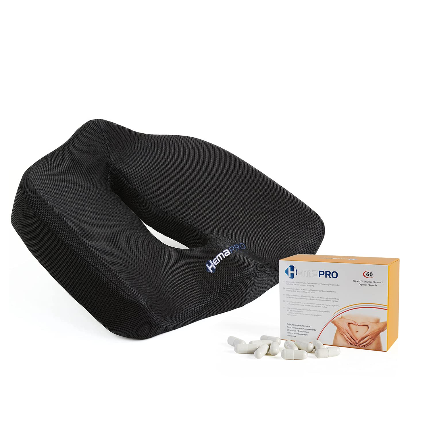 HemaPro Hemorrhoid Relief Cushion + Preventive Capsules (2)