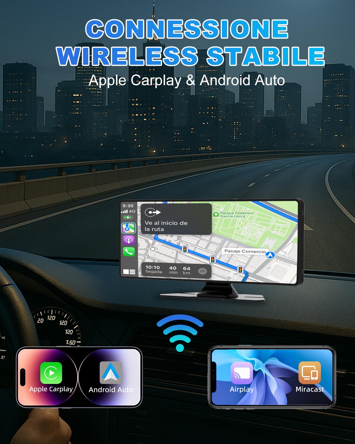 CarPlay Car Radio 9 Pollici Bluetooth GPS - Dettaglio