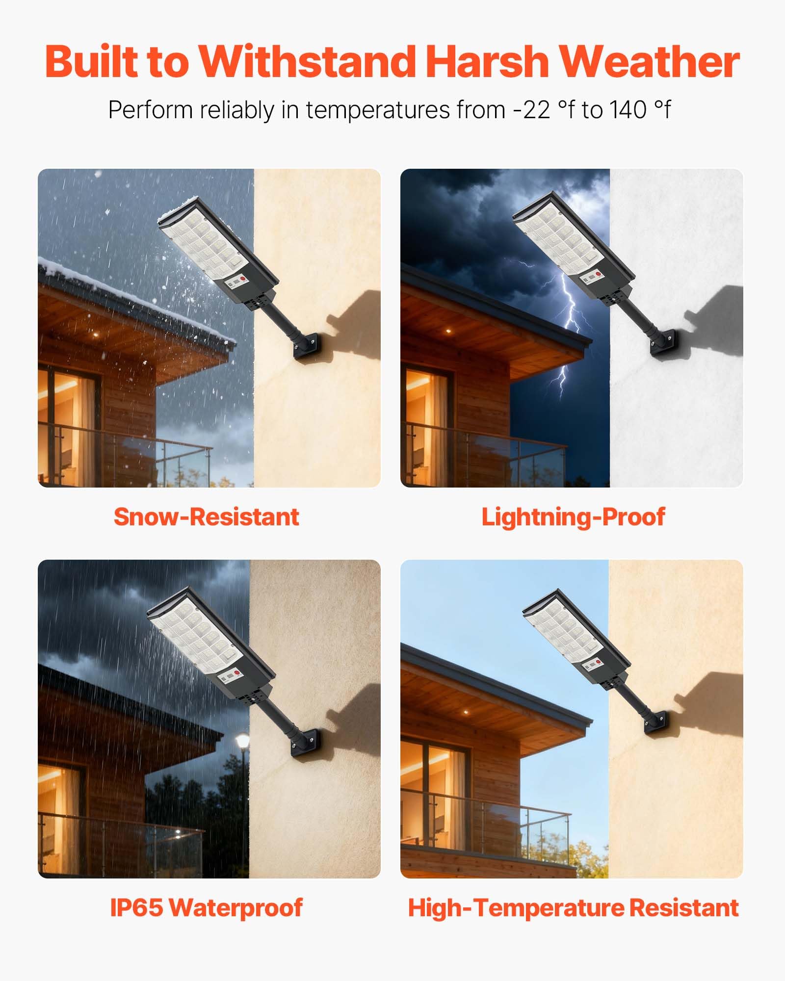 VEVOR Lampioni Solari 500 W per Esterno 50000 LM, Faretto Solare per Parcheggio Commerciale dal Tramonto all'Alba, Lampada di Sicurezza a LED con Sensore di Movimento, Illuminazione Esterna