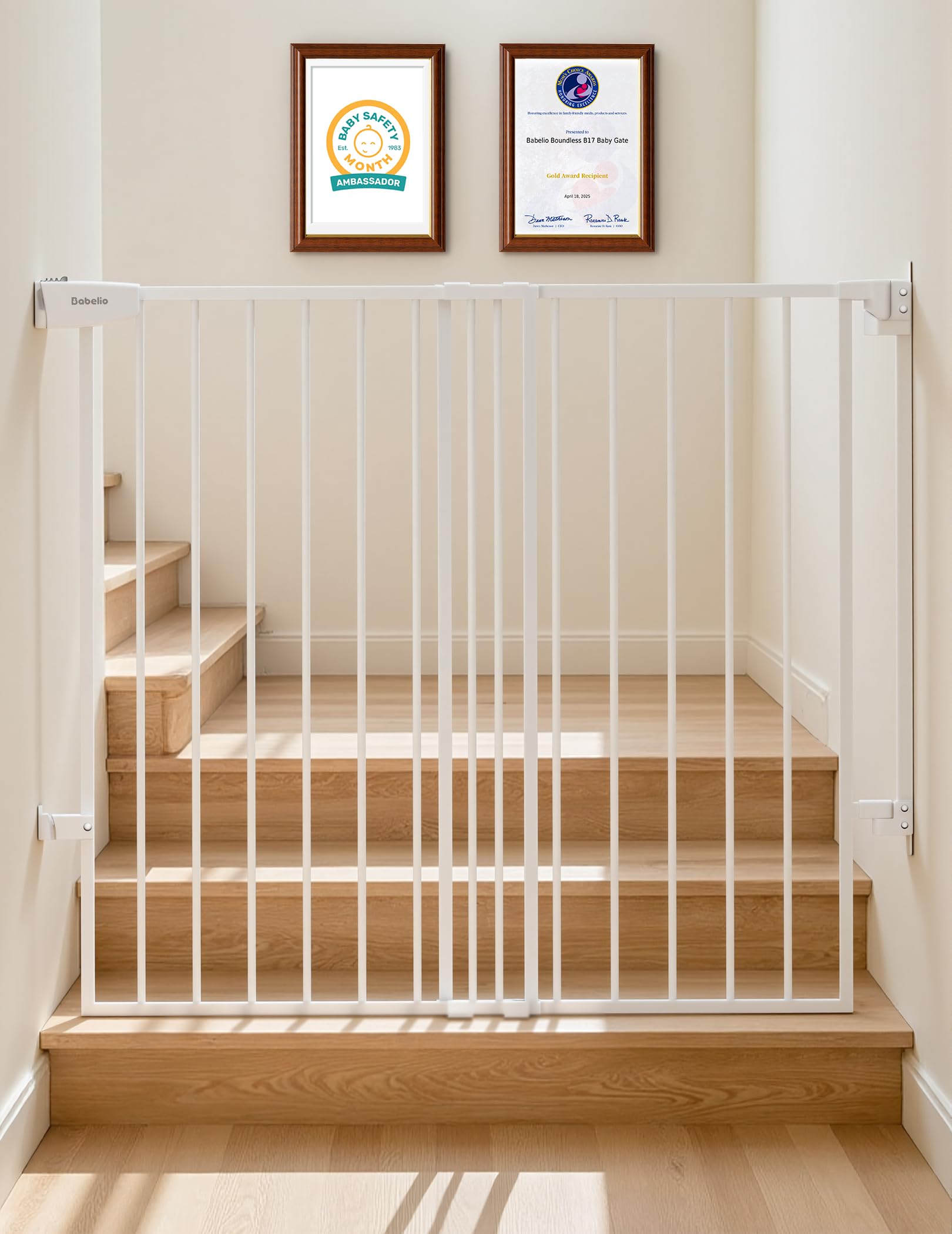 Photo 1 of Babelio Extra Tall No Bottom Bar Baby/Dog Gate, 34" H, 29.7-46.5" W, White