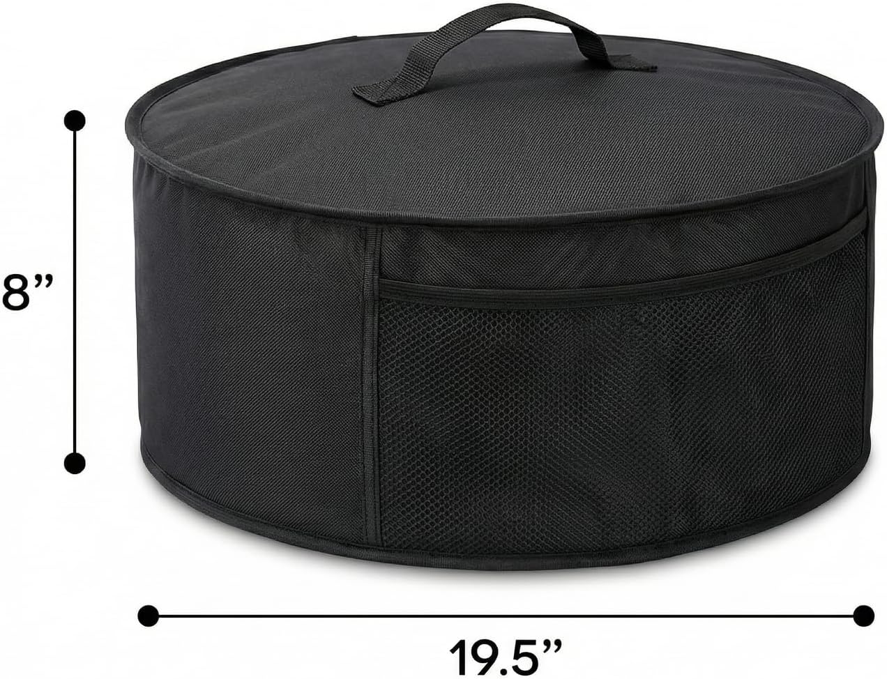 Deosk 19.5"D Electric Skillet Cover Round Waterproof Electric Frying Pan Lid Covers With Side Mesh Pocket and Handle For Most Family Size Electric Skillets(Black)
