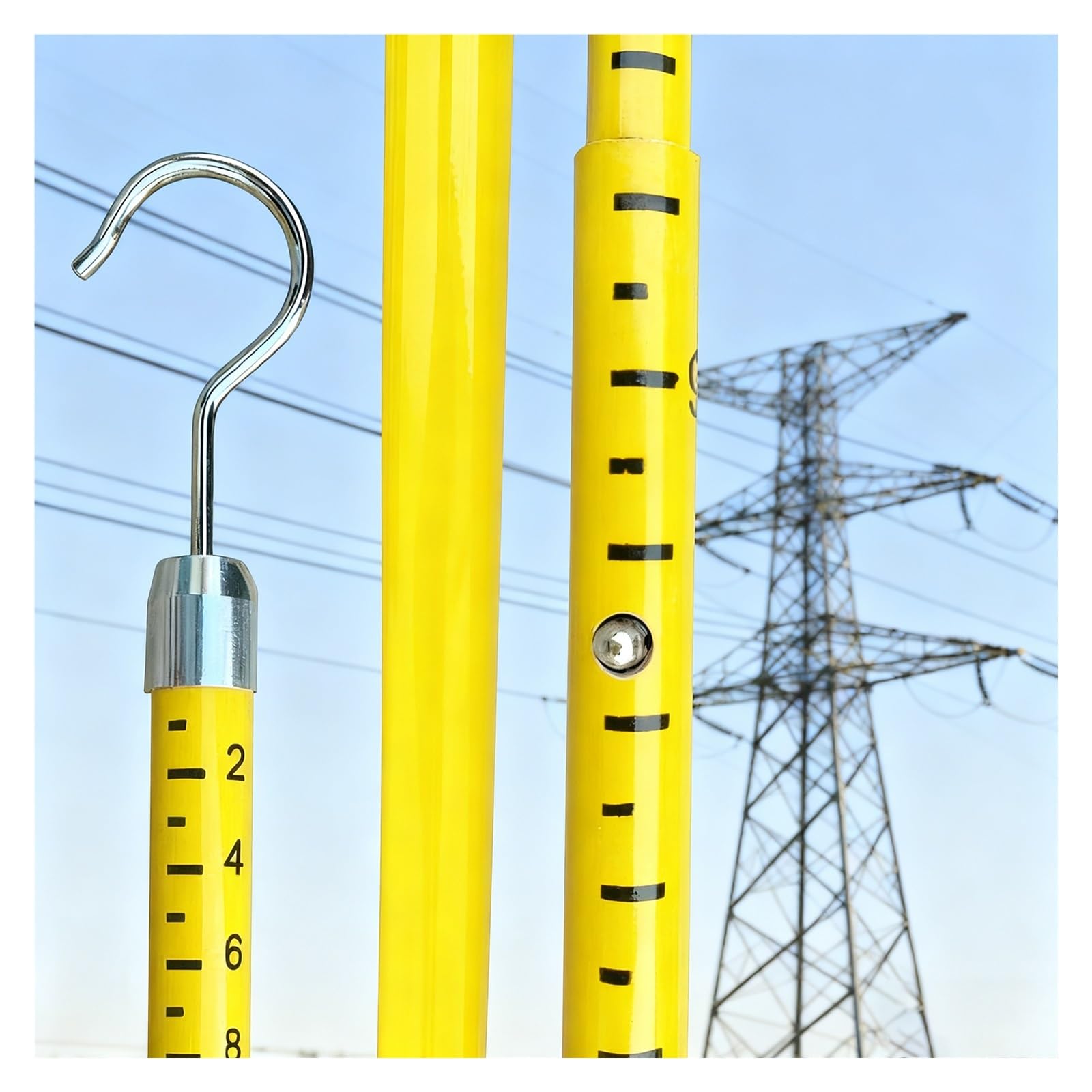 Perche de Mesure Haute Tension, règle de Tour Professionnelle de 15 m (49 pi) - Perche de Mesure de Hauteur Non Conductrice pour la Mesure de ponts, Perche de Mesure Haute Tension rétractabl