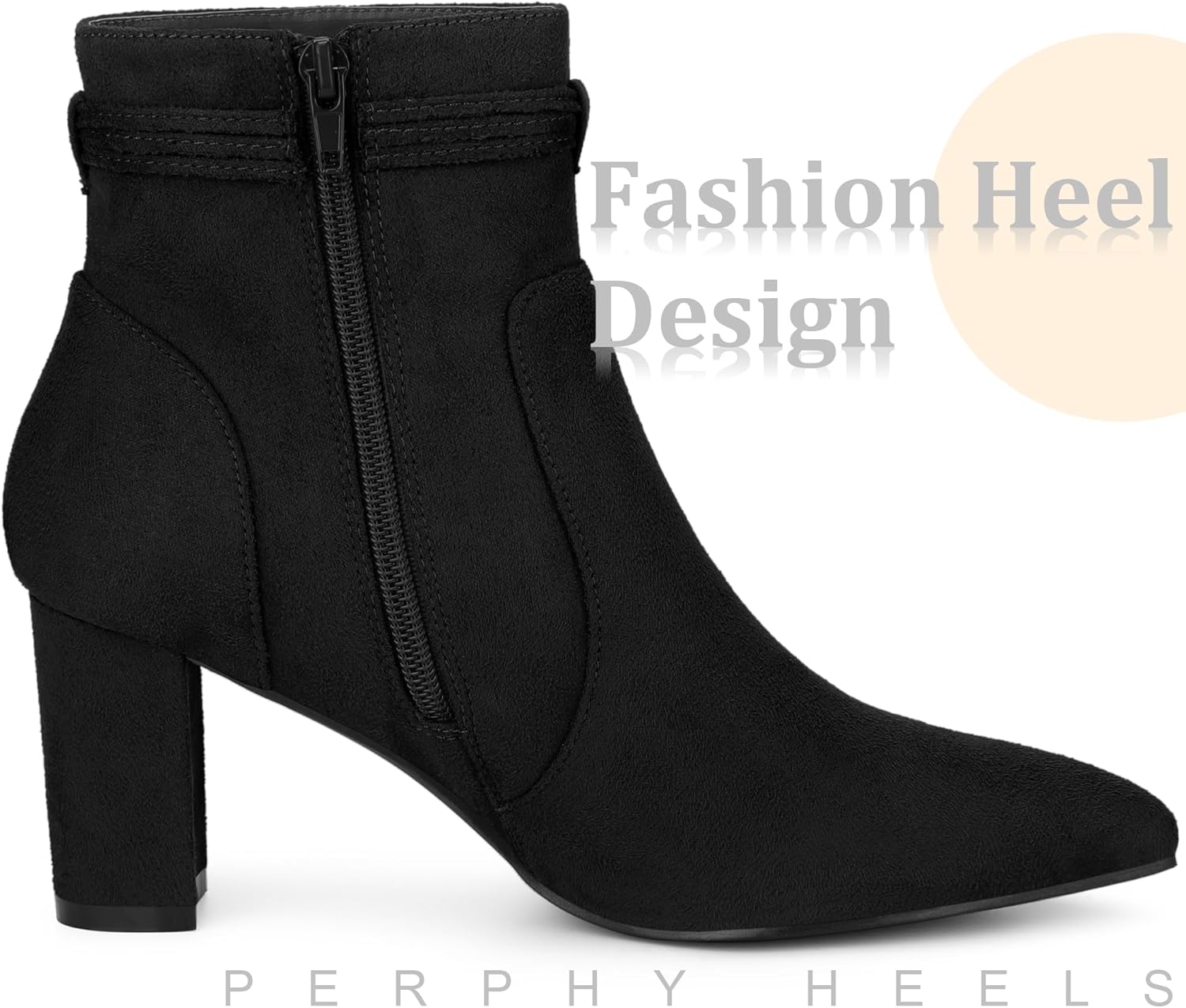 Perphy Bow Tie Booties Ankle Boots Pointed Toe Block Heel Boots for Women - Image 4