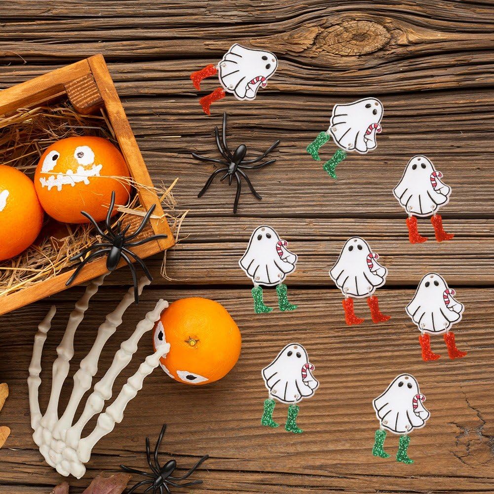10 szt./zestaw Halloween duch zawieszki śmieszne akrylowe chodzenie duch wisiorek do biżuterii naszyjnik kolczyk prezent tworzenie rękodzieła