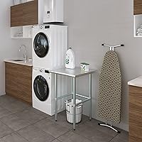 Vista 6 de Mesa de trabajo de acero inoxidable de base abierta de 20 x 20 pulgadas, mesa de trabajo comercial compacta certificada NSF con patas galvanizadas