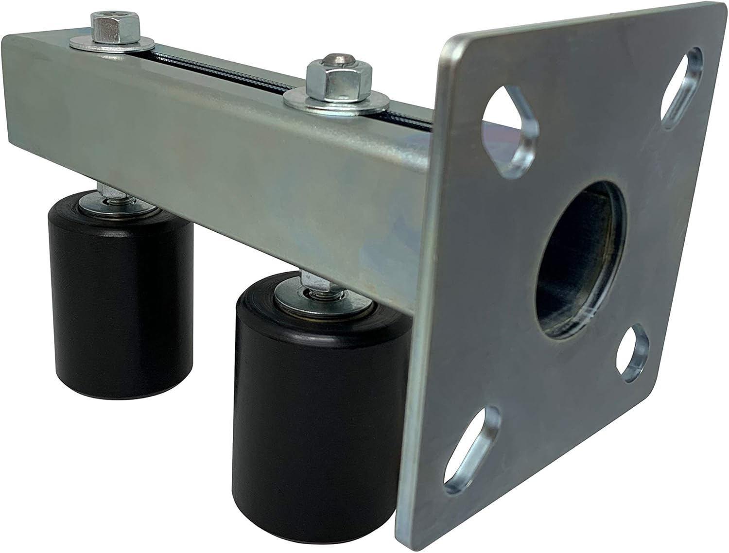 Adjustable Slide Gate Dual Guide Rollers for Sliding Rolling Gates 3” Black Rear Post Bolted Bracket Mount Double UHMW Hard Nylon Anti-Tipping Universal Fit Heavy Duty Steel Assembly – Eagle EG123