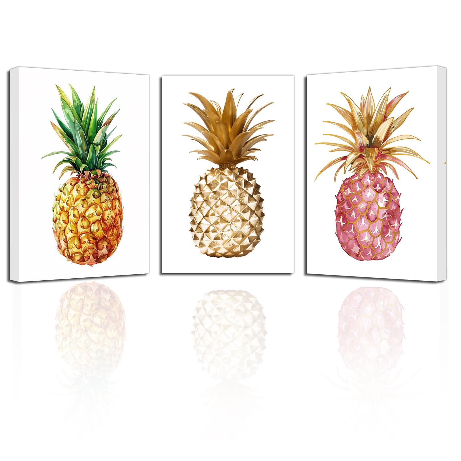 PBXBJY Pineapple Canvas Wall Art Colorful Hawaii Pineapple Poster Tropical Fruit Food Picture Prints Abstract Still Life Painting for Bar Kitchen Wall