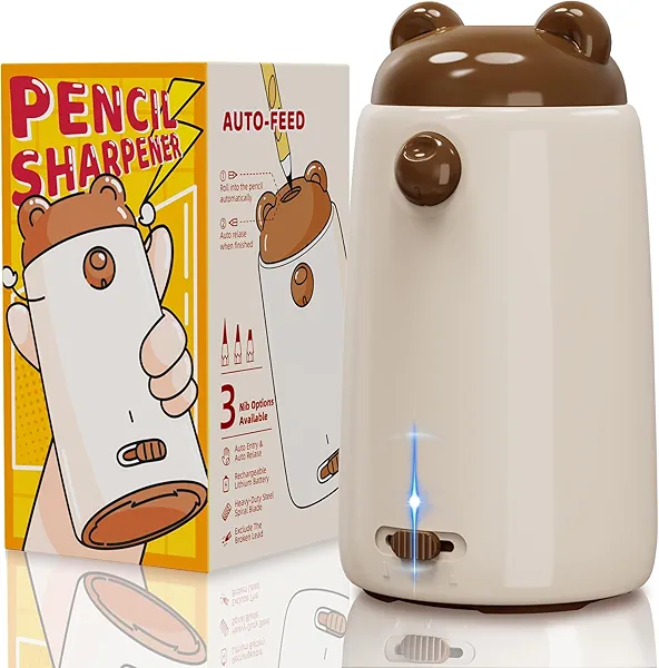 ZMOL Fully Automatic Pencil Sharpener, Electric Pencil Sharpener for Kids, Auto in & Out, Rechargeable Pencil Sharpeners for 6-12mm Jumbo Colored Pencils, Home/Classroom/Office