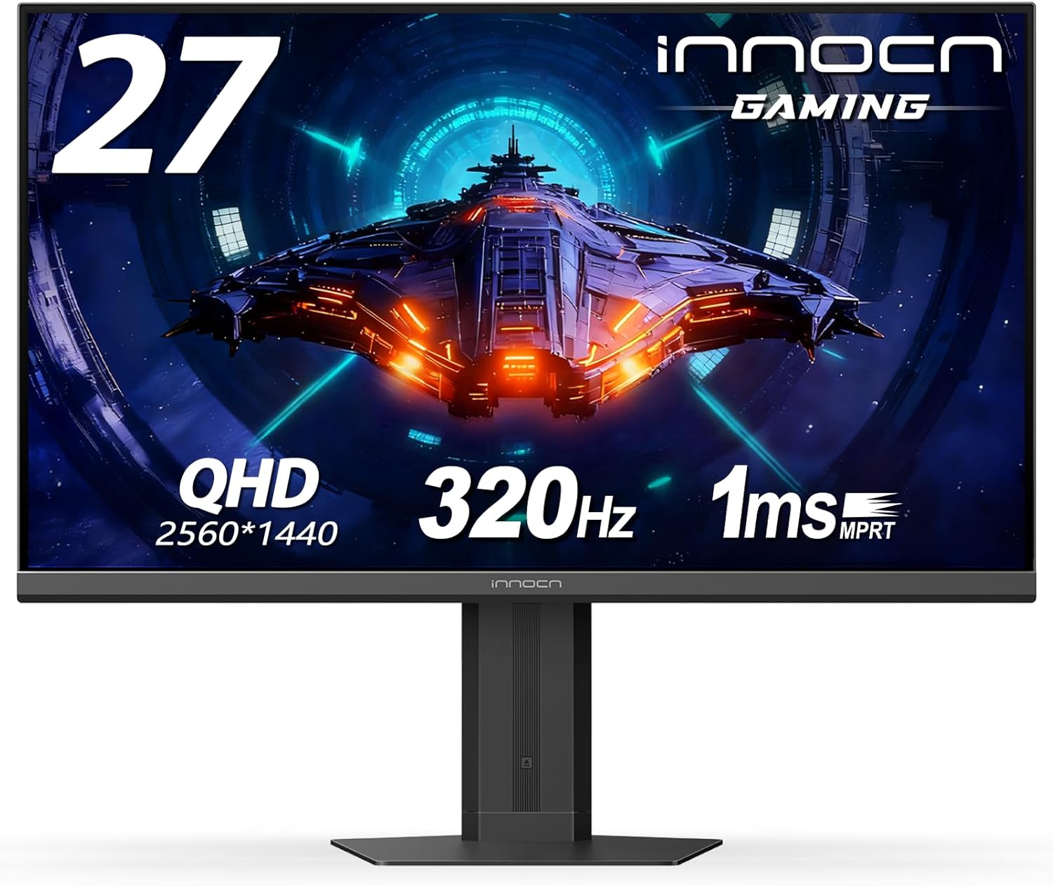 INNOCN 27" Gaming Monitor 2K QHD 2560 x 1440P 240Hz 320Hz 1ms IPS PC Computer Display, HDMI 2.1, DP 1.4, HDR 400, Eyes Care, Height/Pivot Adjustable, VESA Mountable, 27G2T
