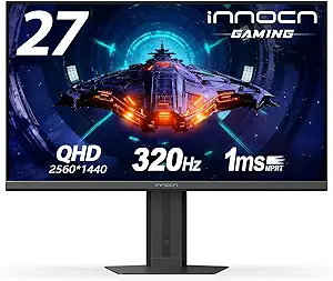 INNOCN 27" Gaming Monitor 2K QHD 2560 x 1440P 240Hz 320Hz 1ms IPS PC Computer Display, HDMI 2.1, DP 1.4, HDR 400, Eyes Care, Height/Pivot Adjustable, VESA Mountable, 27G2T