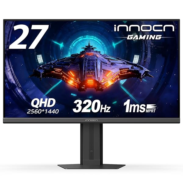 INNOCN 27" Gaming Monitor 2K QHD 2560 x 1440P 240Hz 320Hz 1ms IPS PC Computer Display, HDMI 2.1, DP 1.4, HDR 400, Eyes Care, Height/Pivot Adjustable, VESA Mountable, 27G2T