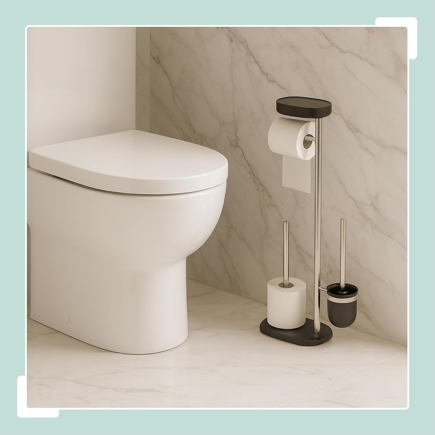 Relaxdays Standing Toilet Paper Holder 69 x 31 x 16 cm (H x W x D) Black