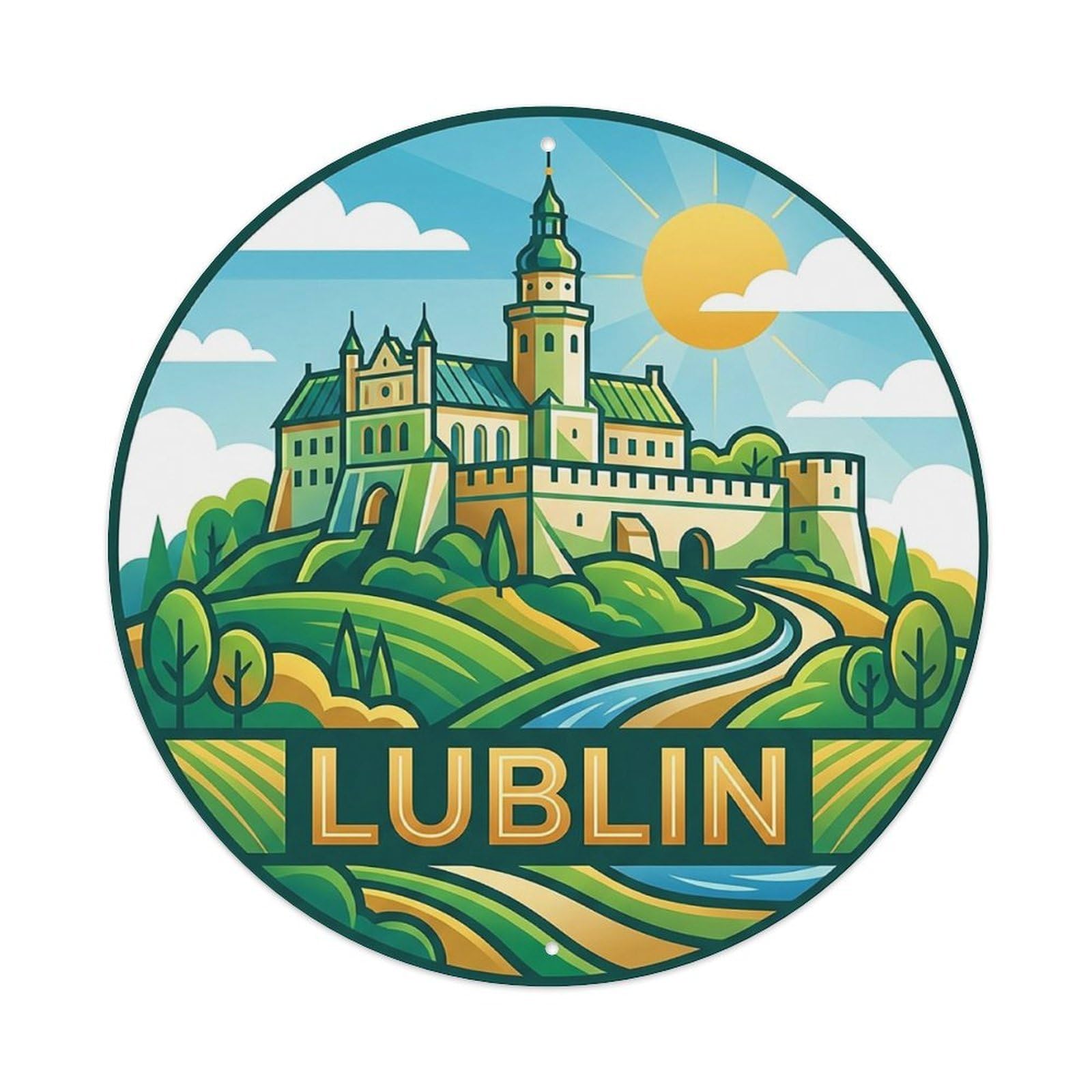 Poland Retro Travel Lublin Vintage Metal Tin Sign Plaque Wall Decor for Cafe, Club Bar, Office, Garden Metal Poster 8x8Inch