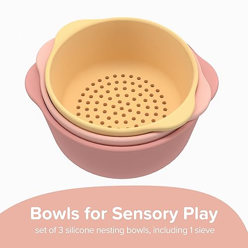 Miniatura 8 de Inspire My Play - 3 cuencos y tamiz anidables - Perfecto para bandeja de juego sensorial - Accesorios para contenedores sensoriales - Suministros de
