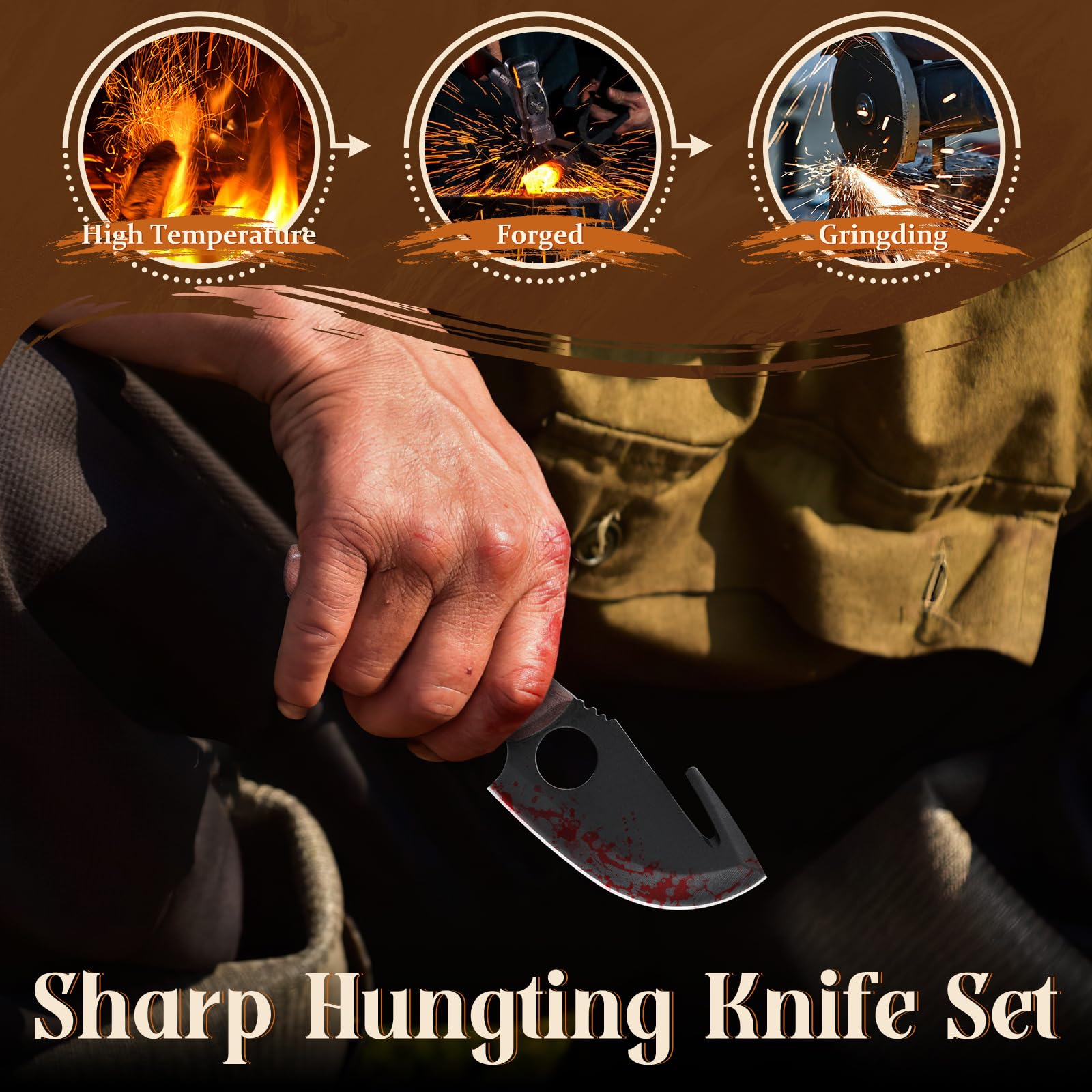 Purple Dragon Hunting Knife, Caping Knife, Fixed Blade Hunting Knife, Skinner Knife Hunting, Fishing Knife Very Sharp, Survival Outdoor Knife, Gift for Men