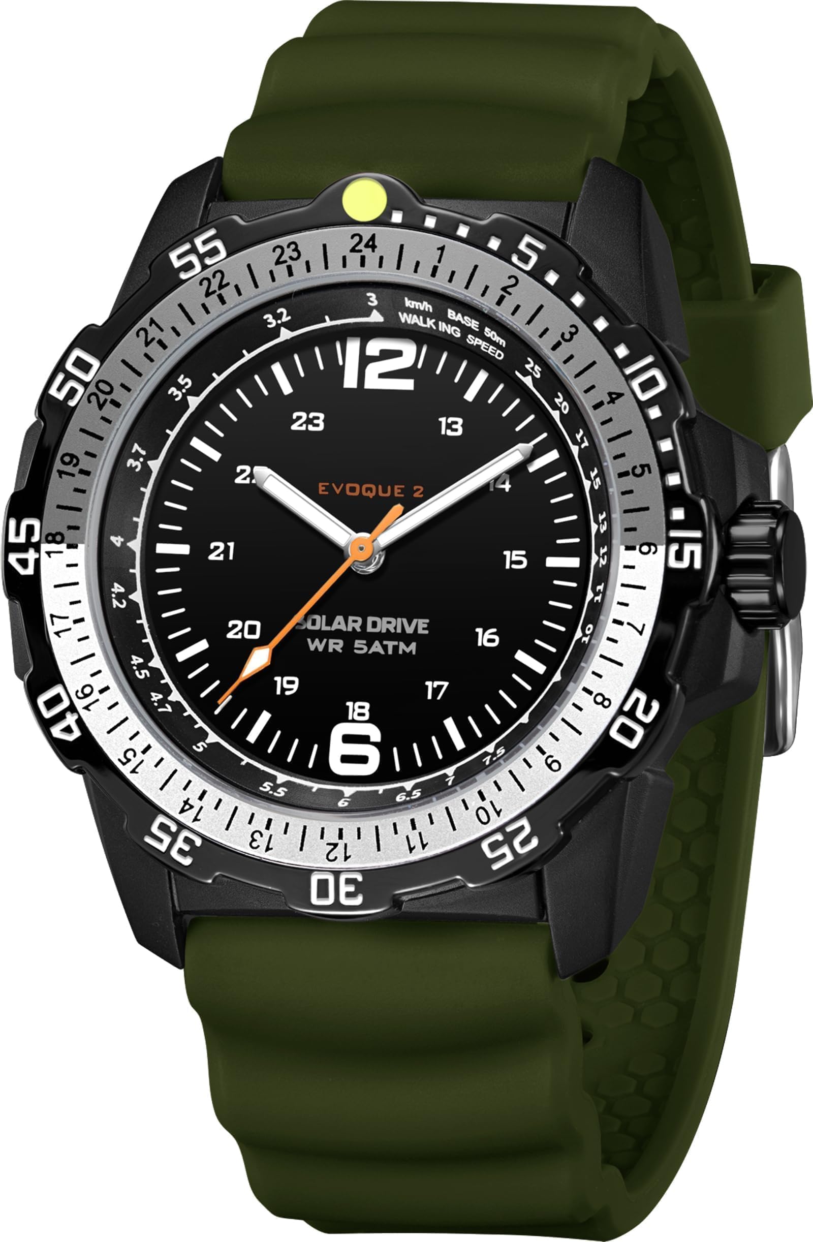 findtime Montre solaire analogique pour homme - Style industriel - Étanche - Tactique - Design cool - Lunette rotative unidirectionnelle - Bracelet en silicone - Boîtier en alliage
