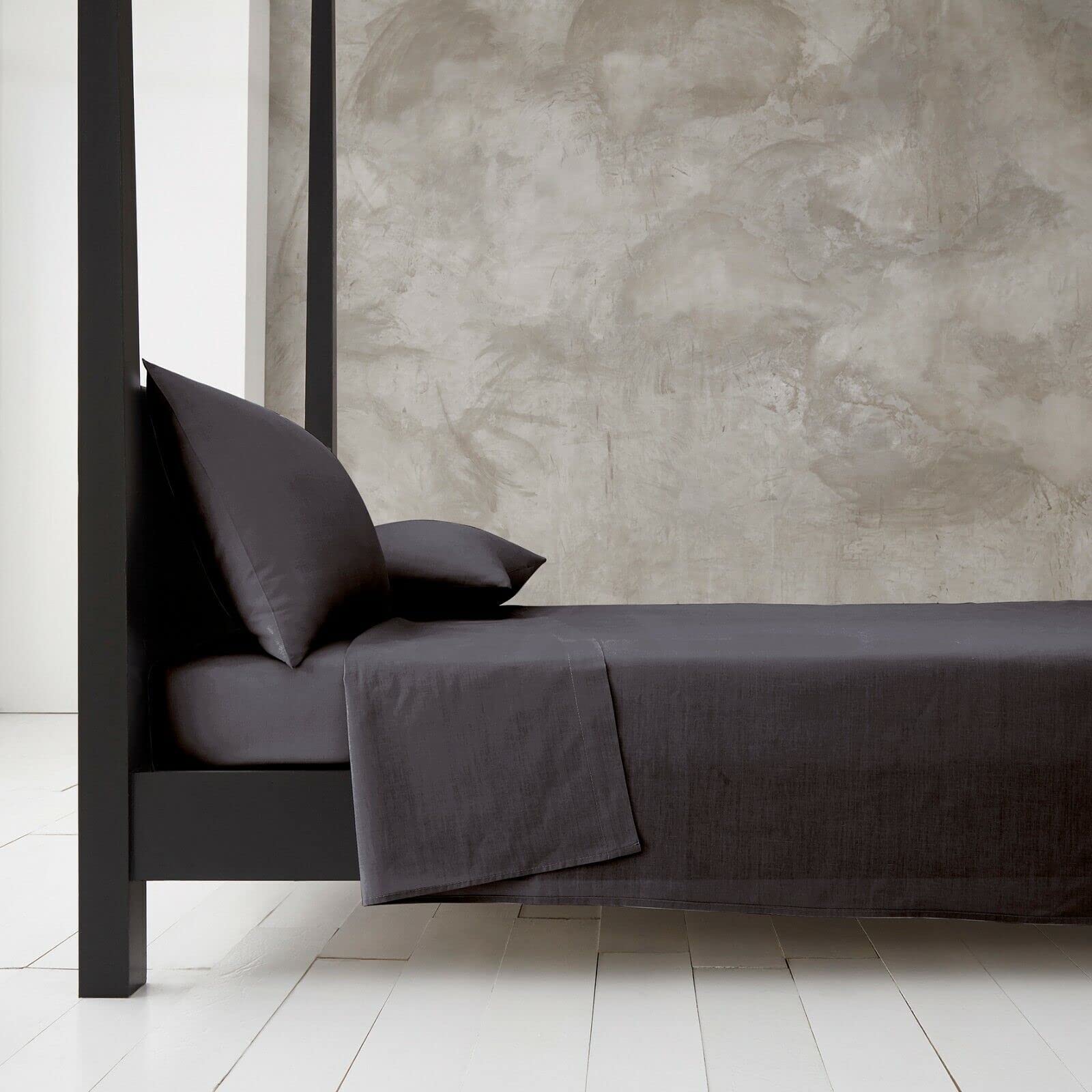 New Easy Care Soft Cotton Rich Polycotton Pillowcase Pair Only (Charcoal, Pillowcase Pair)