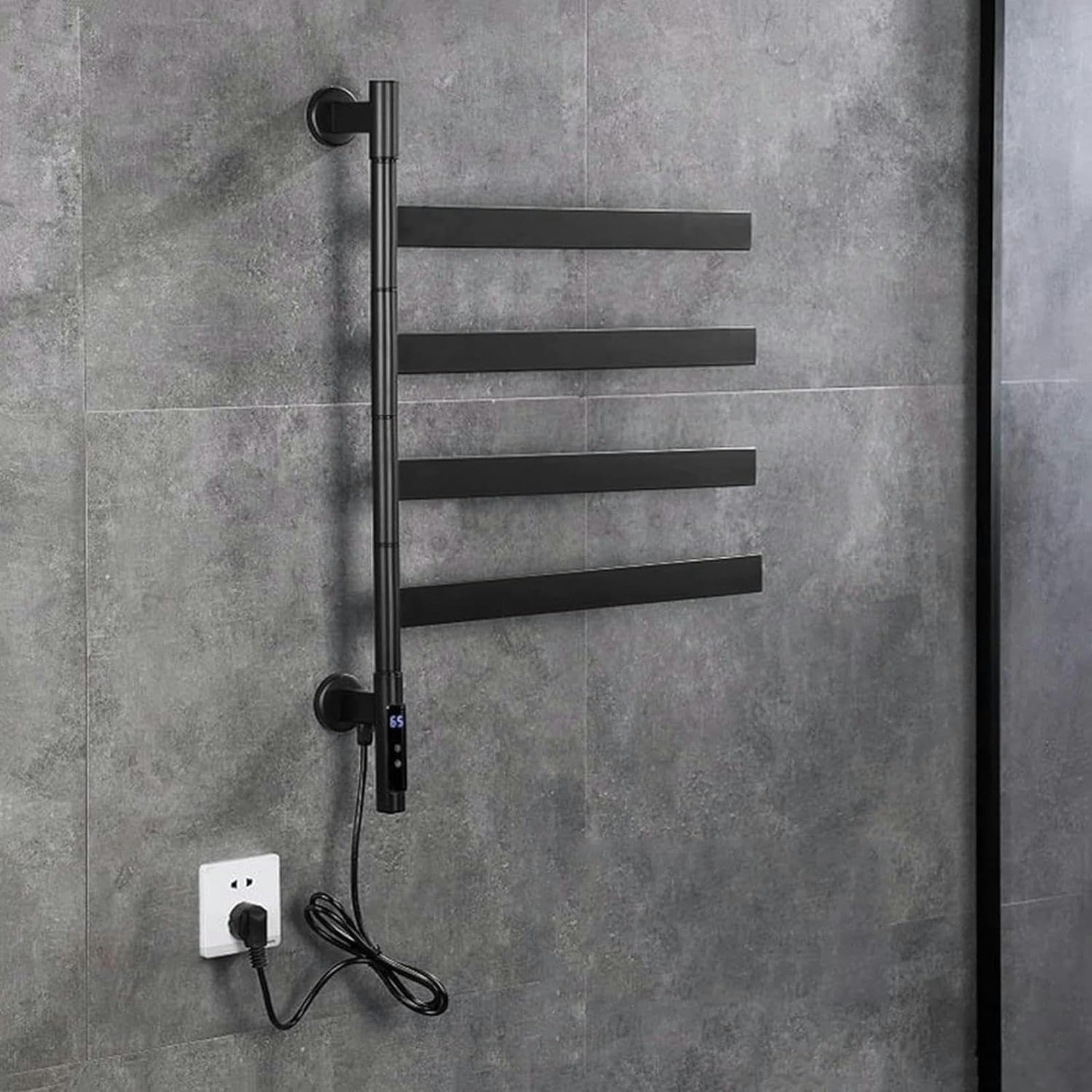 Calefactor de toallas sin taladro para baños pequeños con secado inteligente