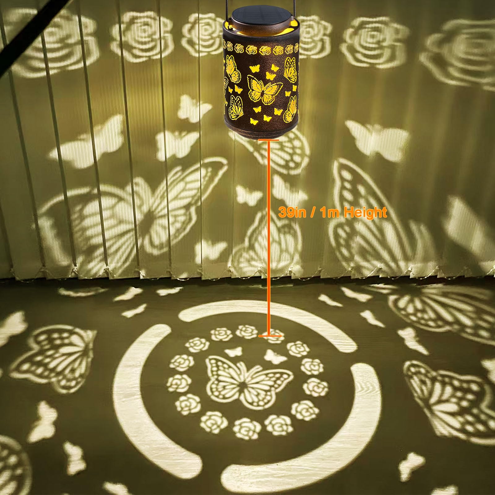 Lanterne solari per esterni, impermeabili, in metallo, luci da giardino, decorazione da appendere per patio, cortile, recinzione, portico, sentiero, regali per donne, mamma, nonna, festa della mamma