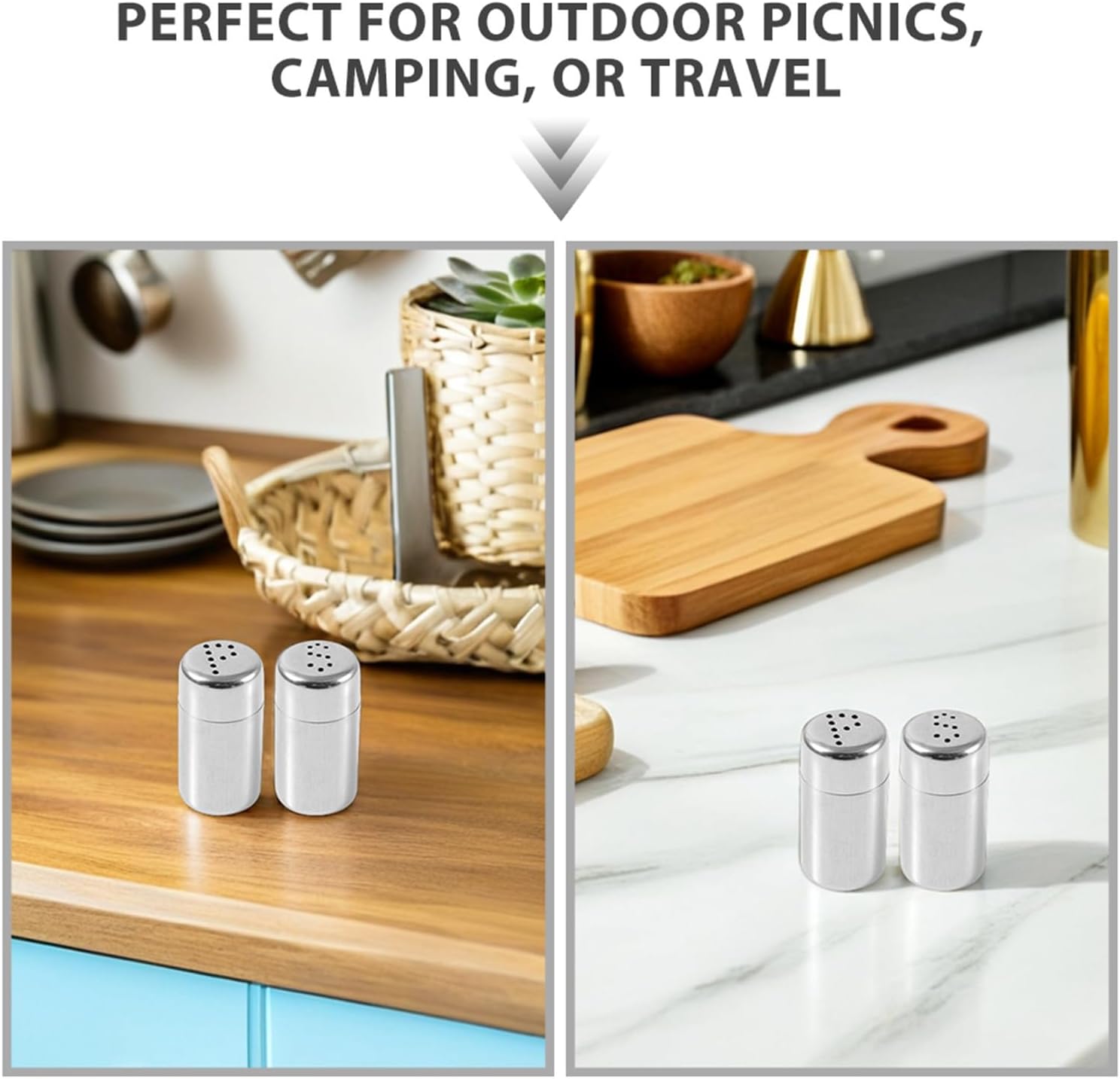 6pcs Stainless Steel Salt Pepper Seasoning Bottle with Lids Xmas