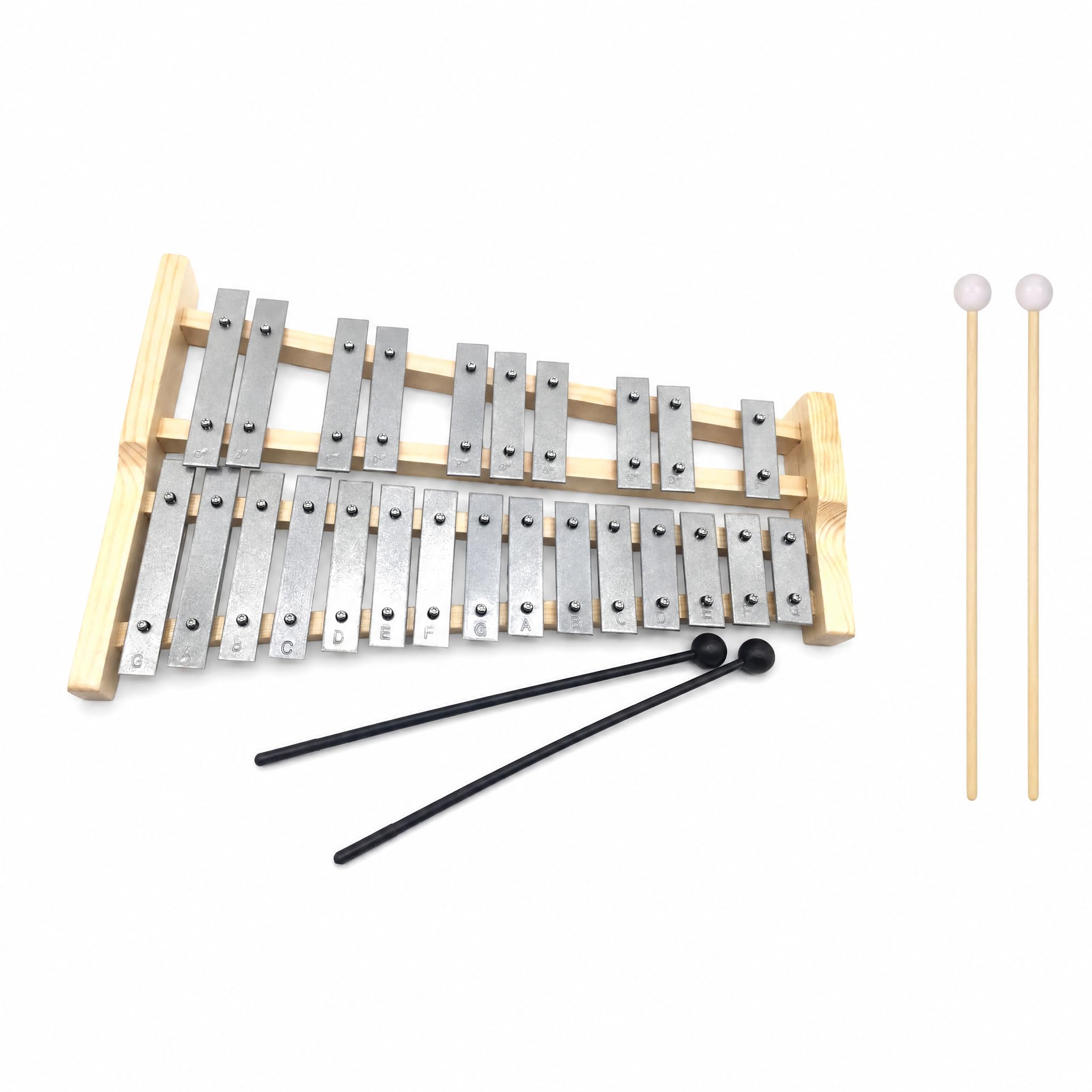 Gralara Xilofono a Percussione a 25 Note con Glockenspiel, Strumento Musicale con Tasti in Alluminio E Base in Legno, Ideale per Lo Sviluppo Musicale Dei