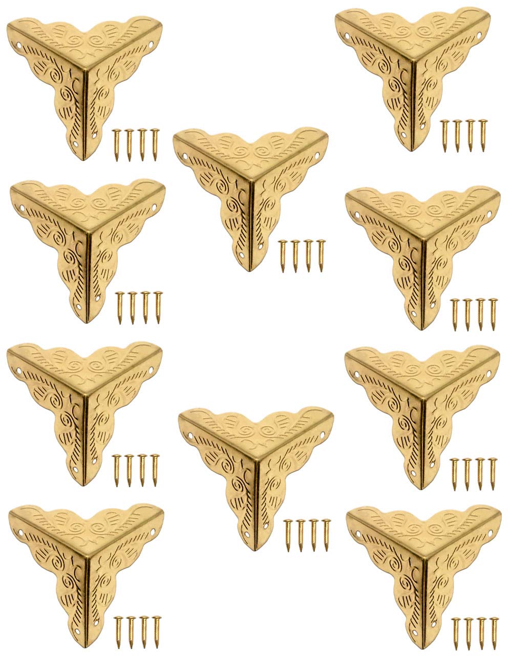 Protezioni Angolari Metalliche PH PandaHall - 8 Pezzi Dorato/Antico Per Tavoli, Scatole E Mobili