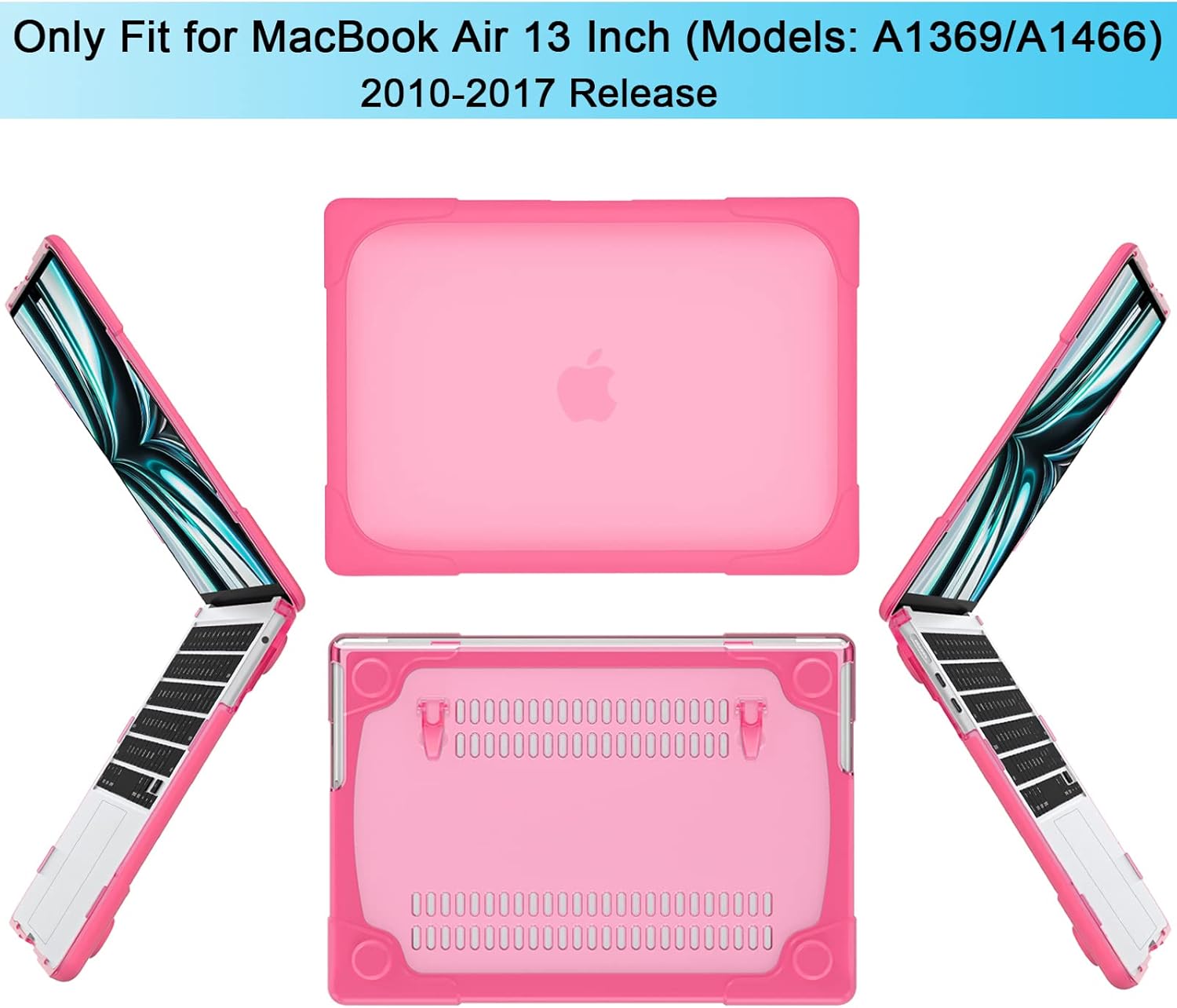 Compatible with MacBook Air 13 inch Case A1466 A1369 (2010-2017 Release), Heavy Duty Rugged Shockproof TPU+PC Dual Layer Protector with Fold Kickstand