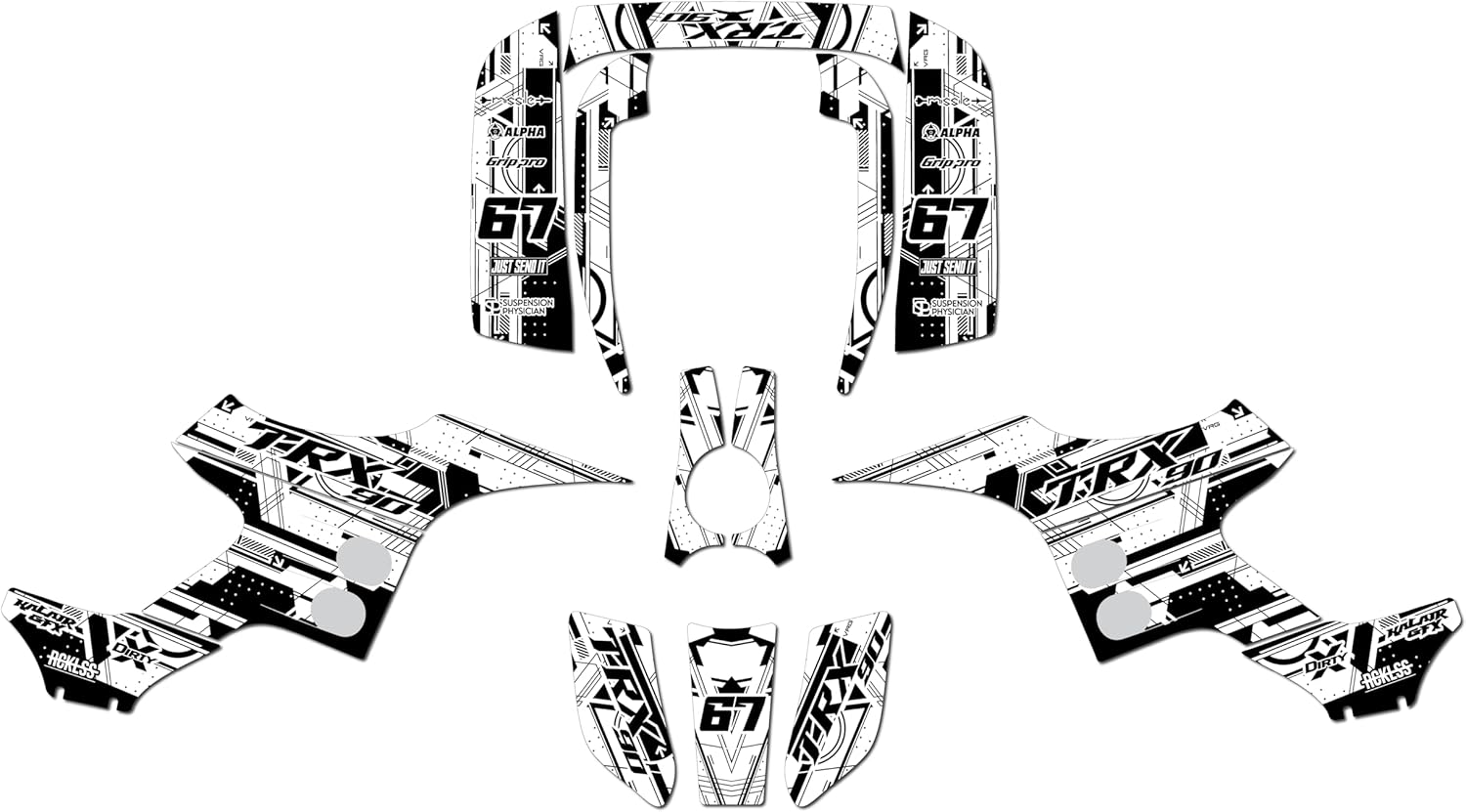 Graphics Kit for Honda TRX90 (1993-2005) Future Series Blue-Shift 21 Mil - Pro Edition - ATV UTV Dirt Bike Stickers, Quad Dirtbike Racing Decal Automotive Motocross Accessories no-Plastics