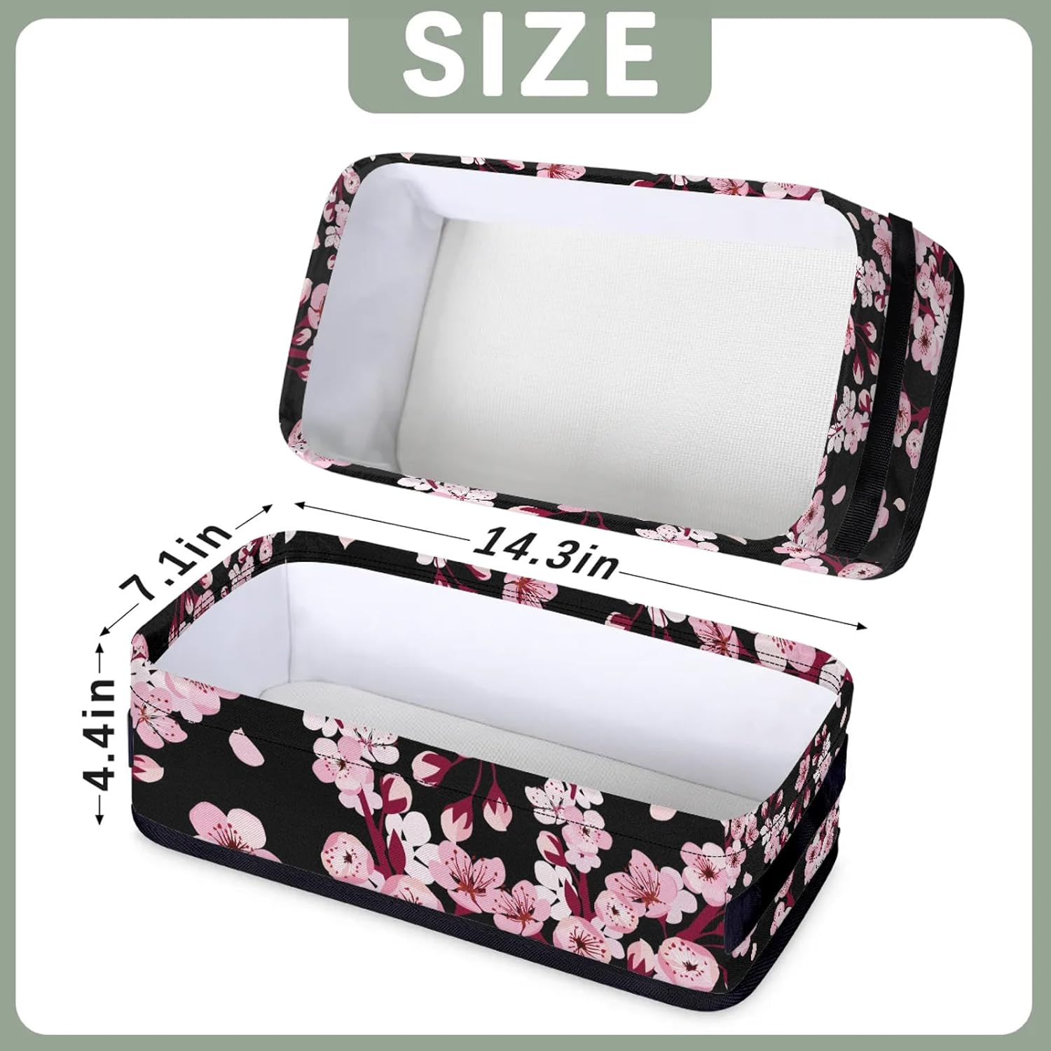 Collapsible Toilet Basket for Bathroom – Foldable Storage Organizer with Handles, 14.3x7.1x4.4in Portable Hamper for Laundry, Closet & RV (Printing & Washable)