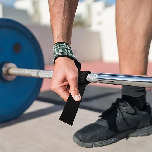 Miniatura 5 de Green Square Lifting Wrist Straps for Weightlifting, Bodybuilding, Strength Training Padded Neoprene