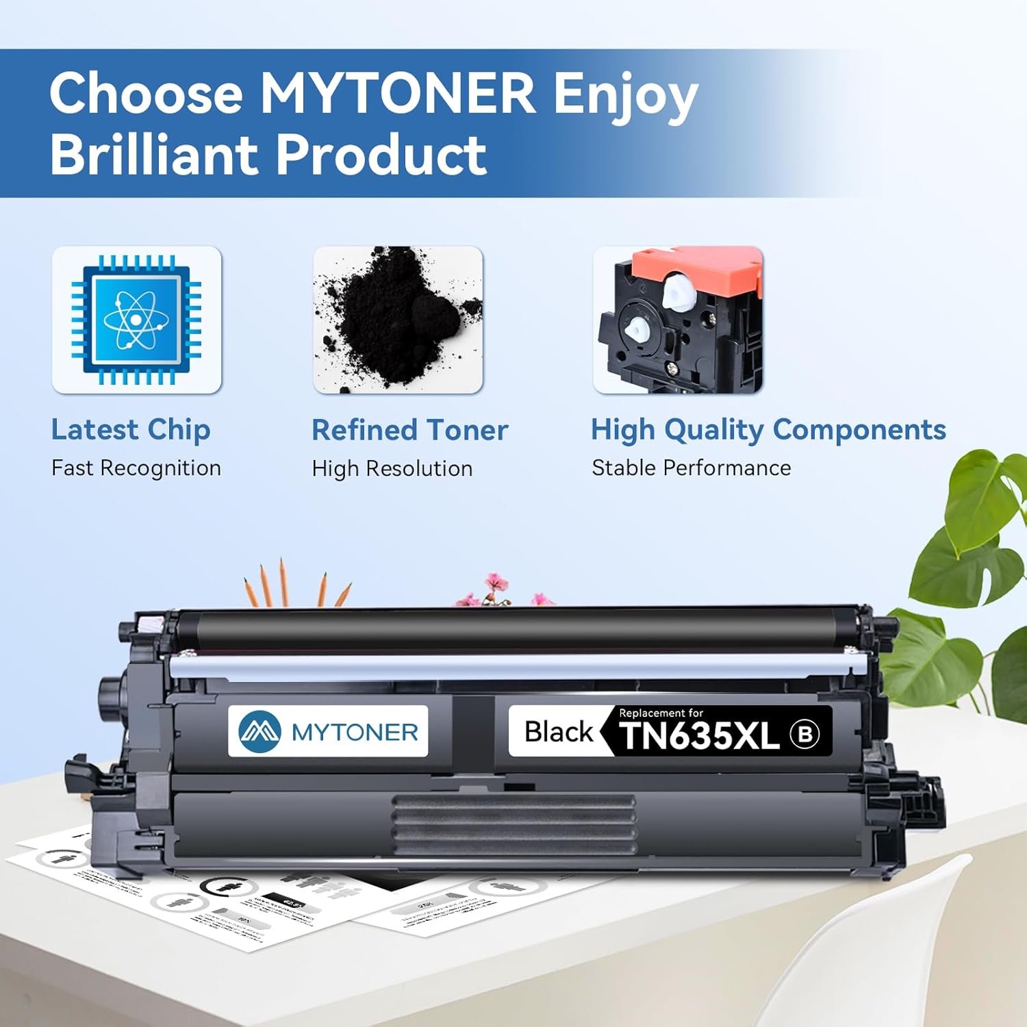 MYTONER Compatible Toner Cartridge Replacement for Brother TN635XL TN-635XL TN635 for HL-L8430CDW HL-L8430CDWT HL-L8570CDW MFC-L8730CDW MFC-L8930CDW MFC-L8970CDW MFC-EX575 Printer Black, 2 Pack