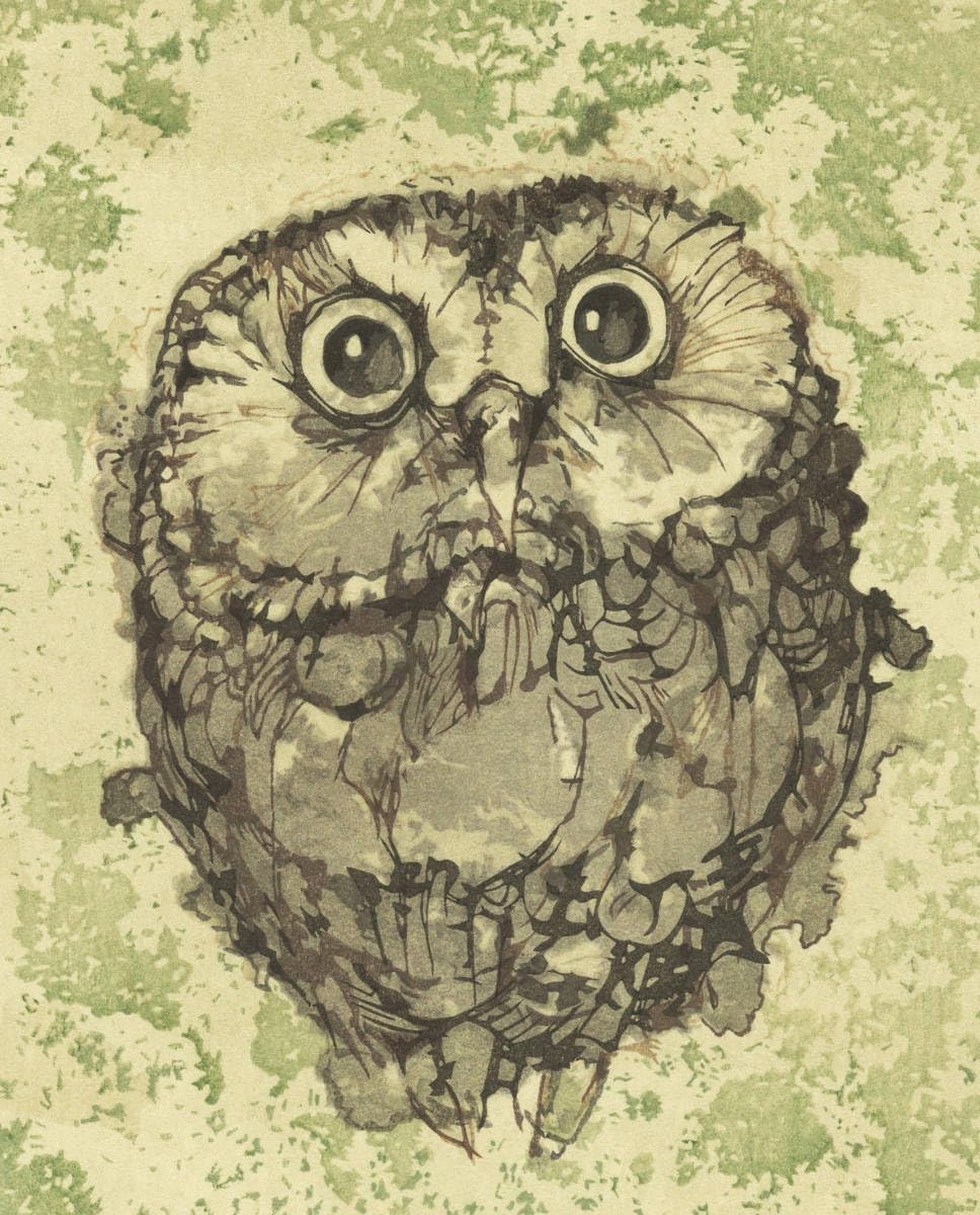 下村良之介 (Simomura Ryonosuke) 1923年1998年 木版画 梟 限定作品