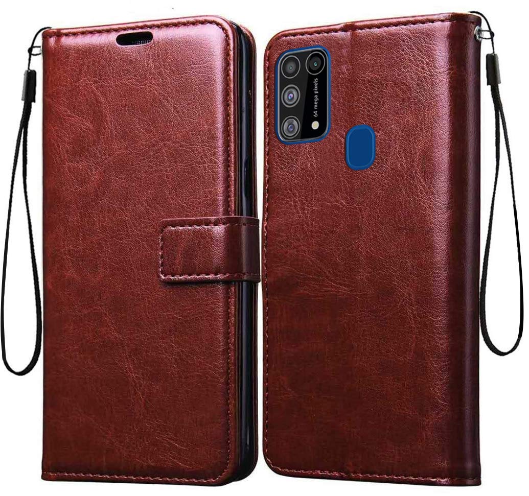 Juberous Vintage Leather Finish Flip Cover for Samsung Galaxy F41/M21