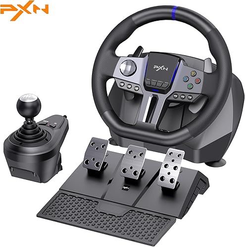 PXN V9 Gen2 Racing Wheel - Steering Wheel Driving Wheel 270°/ 900° Degree Vibration Gaming Steering Wheel with Shifter and Pedal for PC, PS3, PS4, Xbox Series X|S, Xbox One