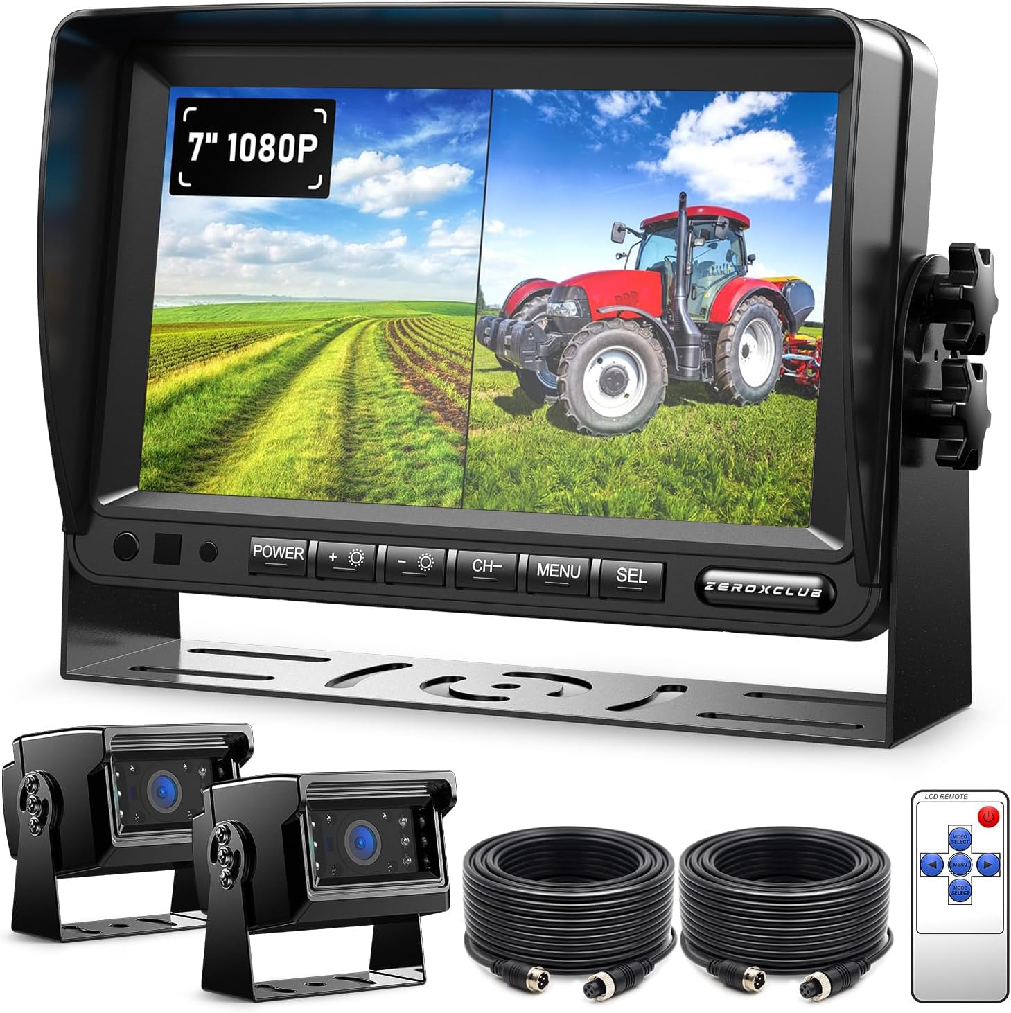 Dual Rückfahrkamera Set 7-Zoll 1080P HD Monitor IP69 Wasserdicht IR Nachtsicht LKW Anhänger Bus