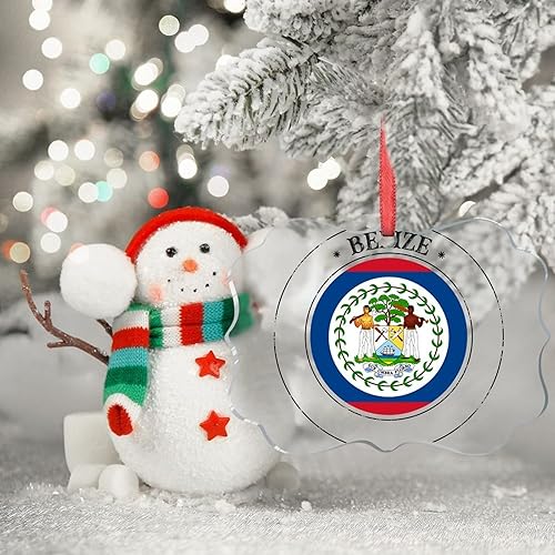 Miniatura 3 de Adornos de Navidad de Belice, adorno de bandera de Belice para decoración de árbol de Navidad, adornos de Navidad personalizados de acrílico