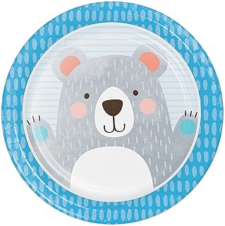 Fun Express - Happy Bear Dinner Plate for Birthday - Party Supplies - Licensed Tableware - Licensed Napkins - Birthday - 8 Pieces