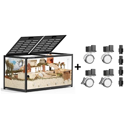 BUCATSTATE Hamster Cage 3.0 with Universal Wheel & Stacking Accessories, 47" L x 23.6" W x 24.4" Hamster Enclosure (7.8 ft², Black)