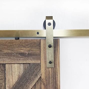 6.6FT Classic Brass Sliding Barn Door Hardware Kit for Interior Door Brushed Gold